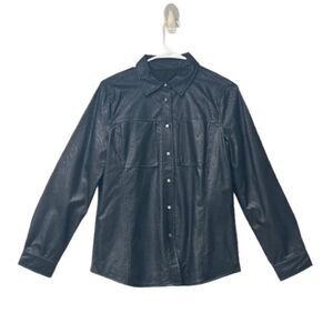 Who What Wear Button Down Vegan Leather Top S New